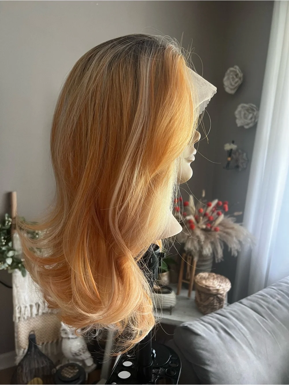 Women's Lace Front Wavy Wig - Copper Orange